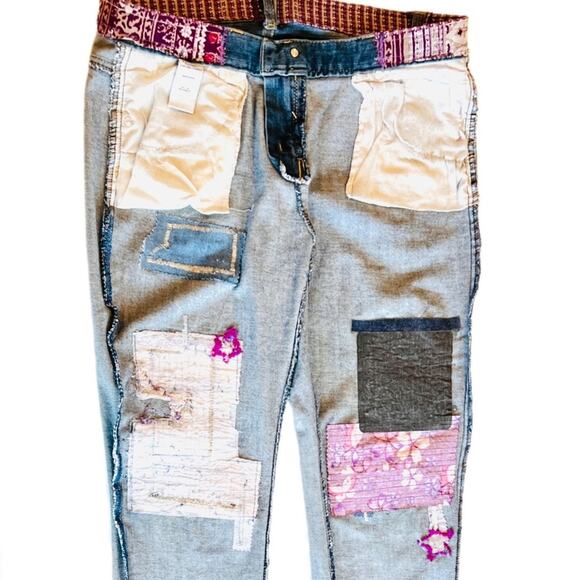 Women's Embellished boho jeans Re-Worked straight leg embroidered in purples - Picture 12 of 14